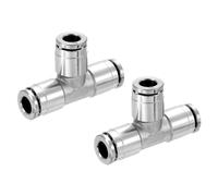 QUARKZMAN Raccord en T à Emboîtement, 1/4" x 1/4" x 1/4" Npt, Raccord en T à 3 Voies pour Climatiseur Pneumatique, Argent, Lot de 2