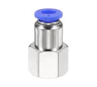 QUARKZMAN Raccords à Pousser pour Tubes 6mm OD x Filetage Femelle 1/4" NPT Droits Pneumatiques PCF6-N02 Rapides pour Ligne d'Air Raccords pour Tuyau d'Air, Bleu