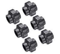 QUARKZMAN Raccords De Tuyaux En PVC Union 1" Raccord D'Union À Emboîtement Pour Tuyau Adaptateur De Qualité Meubles Pour Tube D'Arrosage Piscine Plomberie Extérieure Gris Foncé 6Pcs