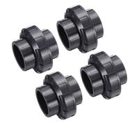 QUARKZMAN Raccords De Tuyaux En PVC Union 2" Raccord D'Union À Emboîtement Pour Tuyau Adaptateur De Qualité Meubles Pour Tuyau D'Arrosage Piscine Plomberie Extérieure Gris Foncé 4Pcs