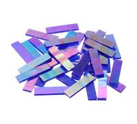QUARKZMAN Rectangle Mosaique Vitrail Bandes, 1.57" x 0.4" Iridescent Sapphire Blue Pieces Verre 100g/3.53 oz Fournitures Mosaique Pour DIY Artisanat Main Et Decoration Maison