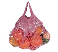QUARKZMAN Reusable Mesh Produce Storage Bags Washable Net Portable Fruit and Vegetable Bag Cotton String with Short Handle for Grocery Shopping Storage Fruit Vegetable, Pink Purple