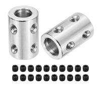 QUARKZMAN Rigid Screw Coupling 8mm a 10mm Connecteur D'Arbre L22mm x D16mm Ensemble Joint En Acier Pour Imprimantes 3D DIY Encodeur Avec 20 Vis, Argent, 5Pack