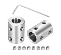 QUARKZMAN Rigid Screw Coupling 8mm Pour 10mm Shaft Coupler Connector L22mm x D16mm Steel Joint Connector Rigid Coupling Set Pour 3D Printers DIY Encoder with 8 Screws & Hex Wrench, 2 Pcs