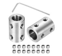 QUARKZMAN Rigid Screw Coupling 8mm Pour 8mm Shaft Coupler Connector L22mm x D14mm Steel Joint Connector Rigid Coupling Set Pour 3D Printers DIY Encoder with 8 Screws & Hex Wrench, 2 Pcs