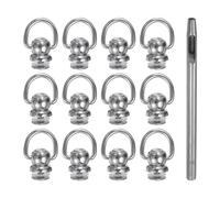 QUARKZMAN Rivets à Goujons Métalliques de 8mm, 12 Pièces, Bouton à Anneau en D avec Perforateur pour Le Cuir, pour l'Artisanat Du Cuir, Ton Argent