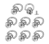 QUARKZMAN Rivets à Tige Boule Métallique D Ring, 8 Pcs Boutons à Tête Post Boule Rivets Rotatifs à 360 Degrés Avec Vis pour Connecteur de Chaîne de Sac Artisanat en Cuir DIY (Gris)
