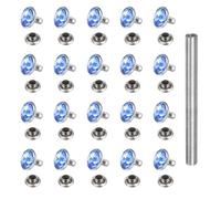 QUARKZMAN Rivets en Cristal Kit 80 pièces 9mm Métal Argent Bleu Clair