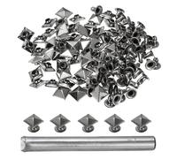 QUARKZMAN Rivets Rapides Pyramide en Cuir 7mm 50 pièces Gris