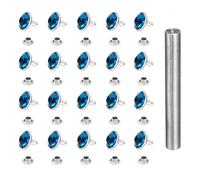 QUARKZMAN Rivets Strass à clous 120 pièces 10mm Rapides Argent Bleu