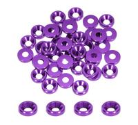 QUARKZMAN Rondelles Coniques M3 avec Tête en Forme de Coupe, Diamètre du Trou 3,1 mm/0,12" Pouce, Rondelles en Aluminium pour Vis Rc/Fpv/Pc/Drone/Accessoires Mécaniques,S, Lot de 40 (Violet)