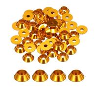 QUARKZMAN Rondelles Coniques M3, Rondelles de Tête de Goupille en Aluminium Anodisé pour Vis RC/FPV/PC/Drone/Pièces de Modèles d'Accessoires Mécaniques, Lot de 50 (Doré)