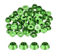 QUARKZMAN Rondelles en cône M4, rondelles de tête de coupe en aluminium anodisé pour vis RC/FPV/PC/Drone/Pièces de modèle d'accessoires mécaniques, paquet de 60 (vert)
