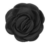QUARKZMAN Rose Flower Brooch, 3.1 Inch Handmade Satin Fabric Lapel Pins Flower Brooch Pin Elegant Floral Hair Clip Pour Women Wedding Party Dance Banquet Dress, Black