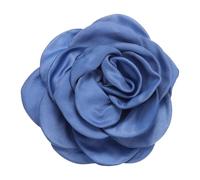 QUARKZMAN Rose Flower Brooch, 3.1 Inch Handmade Satin Fabric Lapel Pins Flower Brooch Pin Elegant Floral Hair Clip Pour Women Wedding Party Dance Banquet Dress, Blue Gray