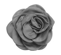 QUARKZMAN Rose Flower Brooch, 3.1 Inch Handmade Satin Fabric Lapel Pins Flower Brooch Pin Elegant Floral Hair Clip pour Women Wedding Party Dance Banquet Dress, Dark Gray