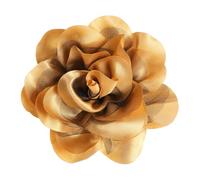 QUARKZMAN Rose Flower Brooch, 4.3 Inch Handmade Satin Fabric Lapel Pins Flower Brooch Pin Elegant Floral Hair Clip Pour Women Wedding Party Dance Banquet Dress, Gold