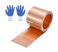 QUARKZMAN Rouleau De Feuille De Cuivre 3.28ft, Bande De Cuivre naturele 1000x50x0.1mm Rouleau De Métal À Clous Plaque De Feuille Avec Gants Imperméable Pour Toiture Réparation Maison Projets