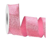 QUARKZMAN Ruban à paillettes de 4 cm (1,6 pouce), rose irisé et scintillant, 9 mètres (10 yards), idéal pour décorer un sapin de Noël, une couronne ou emballer, Bordure métallique