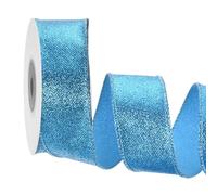 QUARKZMAN Ruban à paillettes métalliques de 4 cm (1,6 pouce), ruban bleu scintillant et irisé de 9 mètres (10 yards) pour la décoration de sapin de Noël, avec bordure métallique