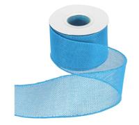 QUARKZMAN Ruban De Jute Avec Fil 2-1/2" x 10 Yards Bord Renforce Avec Fil Ruban Croise Lin Tisse Pour Gros Noeud Couronne Fetes Decoration Maison Et Exterieur, Bleu Ciel