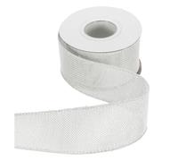 QUARKZMAN Ruban De Jute Avec Fil Métallique 2" x 10 Yards Bordure Fil Métallique Ruban Croisé Tissé En Lin Pour Gros Noeud Couronne Fêtes Décoration Maison Et Extérieur, Blanc