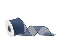 QUARKZMAN Ruban De Toile De Jute Bord Métallisé Bleu Marine 2-1/2 Pouce x 10 Yard Ruban Métallisé Pour Emballage Cadeau, Nœud, Couronne, Sapin De Noël, Bouquet De Fleurs, Avec Rouleau