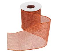 QUARKZMAN Ruban En Coton Brut Avec Bord Renforcé 4" x 10 Yards Ruban À Bord Rigide Croisé Tissé En Lin Pour Gros Nœud Couronne Fêtes Décoration Intérieure Et Extérieure, Rose Pêche