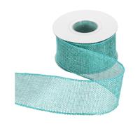 QUARKZMAN Ruban En Coton Brut Avec Fil Métallique 2" x 10 Yards Bordure Métallisée Ruban Croisé Tissé En Lin Pour Gros Nœud Couronne Fêtes Décoration Intérieure Et Extérieure, Bleu Île