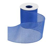 QUARKZMAN Ruban En Jute Avec Bord Renforcé 4" x 10 Yards Ruban Avec Fil Métallique Croisé Tissé En Lin Pour Gros Nœud Couronne Fêtes Décoration Intérieure Et Extérieure, Bleu Foncé