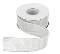 QUARKZMAN Ruban En Jute Avec Fil 1-1/2" x 10 Yards Bordure Avec Fil Ruban Croisé Tissé En Lin Pour Gros Nœud Couronne Fêtes Décorations Maison Et Extérieur, Blanc