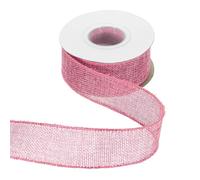 QUARKZMAN Ruban En Jute Avec Fil Métallique 1-1/2" x 10 Yards Bord Fil Métallique Ruban Croisé Tissé En Lin Pour Gros Nœud Couronne Fêtes Décoration Intérieure Et Extérieure, Rose Pâle