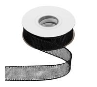 QUARKZMAN Ruban En Jute Avec Fil Métallique 1" X 10 Yards Bordure Avec Fil Ruban Croisé En Lin Tissé Pour Gros Nœud Couronne Fêtes Décoration Maison Et Extérieur, Noir