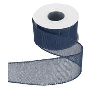 QUARKZMAN Ruban En Jute Avec Fil Métallique 2" x 10 Yards Bordure Fil Métallique Ruban Croisé Tissé En Lin Pour Gros Nœud Couronne Fêtes Décoration Maison Et Extérieur, Bleu Marine