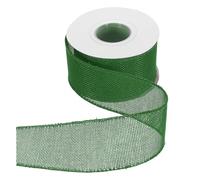 QUARKZMAN Ruban En Jute Avec Fil Métallique 2" x 10 Yards Bordure Rigide Ruban Croisé Tissé En Lin Pour Gros Nœuds Couronnes Fêtes Décoration Intérieure Et Extérieure, Vert Forêt