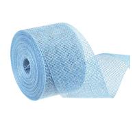 QUARKZMAN Ruban en Toile de Jute, 5 cm de Large Sur 9 Mètres, Ruban en Toile de Jute avec Fil Métallique pour Emballage Cadeau et Décoration de Mariage à la Maison, Bleu Clair