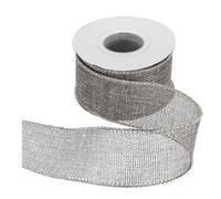 QUARKZMAN Ruban En Toile De Jute Avec Bord Renforcé 2" x 10 Yards Ruban Croisé En Lin Tissé Avec Armature Pour Gros Nœuds Couronnes Fêtes Décoration Intérieure Et Extérieure, Gris