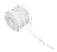 QUARKZMAN Ruban Perlé Artificiel, 3/8 Pouce 11 Yard Ruban Mousseline Faux Collier De Perles Chaîne Pour DIY Décoration Maison Mariage Fête Arbre De Noël Blanc