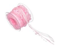 QUARKZMAN Ruban Perlé Artificiel, 3/8 Pouce 11 Yard Ruban Mousseline Faux Collier De Perles Chaîne Pour DIY Décoration Maison Mariage Fête Arbre De Noël Rose