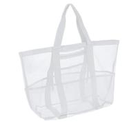QUARKZMAN Sac de plage en filet, 1 pièce 25" x 15" x 8" Sac de plage amélioré pour serviettes de plage, sac de piscine imperméable pour et les déplacements quotidiens (Blanc)