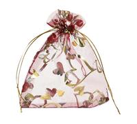 QUARKZMAN Sachet Organza 3,5" x 4,7", Sachets Cadeaux en Mousseline Cœur à Cordon Lots de Pochettes pour Fêtes Bijoux Mariage Bonbons Saint-Valentin (Bordeaux-Or, Lot de 100)