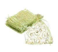 QUARKZMAN Sachets en Organza, 100Pcs 10 x 12cm Sachet Mesh à Cordon pour Bonbons Bijoux Cadeaux fêtes pochons Noël Mariage Festivals Petits Cadeaux, Vert Clair