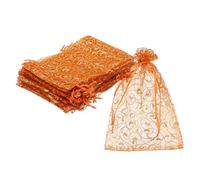 QUARKZMAN Sacs En Organza, 50Pcs 10 x 15cm Sachet à Bonbons Avec Cordon Pour Bijoux Cadeau Pour Pochette Cadeau Fête Mariage Noël Festival Petit Cadeau, Orange