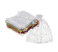 QUARKZMAN Sacs En Organza, 50Pcs 7 x 9cm Sachet À Bonbons En Maille Avec Cordon Pour Bijoux Cadeau Pour Pochette Fête Noël Mariage Festival Petit Cadeau, Multi-Couleurs