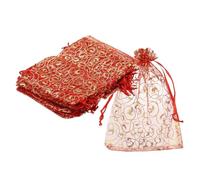QUARKZMAN Sacs Organza, 50Pcs 10 x 15cm Sachet Bonbon Maille Avec Cordon gemme Cadeau pour Party Favor Poche Noël Mariage Festival Petit Cadeau, Rouge
