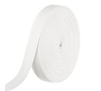QUARKZMAN Sangle en Polyester Coton 14m x 25mm x 1,5mm（LxlxÉp） Blanc | Ruban de Sangle Tressée, Bande élastique à coudre pour Art Artisanat Poignées de Sac Fourreau Ceinture en Tissu Fournitures
