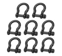 QUARKZMAN Screw In Shackle, 10mm Zinc Alloy D-Ring Anchor Shackle U Type Screw Joint Connect Pour Keychain Key Fob Bracelet Leather DIY Crafts, Pack Of 8, Black