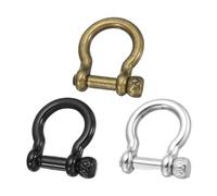 QUARKZMAN Screw in Shackle, 8.5mm Zinc Alloy D-Ring Anchor Shackle U Type Screw Joint Connect pour Keychain Key Fob Bracelet Leather DIY Crafts,Pack of 3,Bronze,Black,Silver