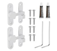 QUARKZMAN Serrure de porte de grange 2 Pièces 90/180 degrés pivotant | Loquet de sécurité coulissant, Alliage de zinc, Blanc, avec vis et adhésif sans clou, pour Jardin, Salle de bain, Garage