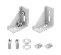 QUARKZMAN Silver Aluminum Extrusion Profile Connector Set, 3060 Series T Slot L-Shaped Corner Brackets Extruded Hardware Pour 8mm Aluminum Extrusion Rails Accessories,2 Set